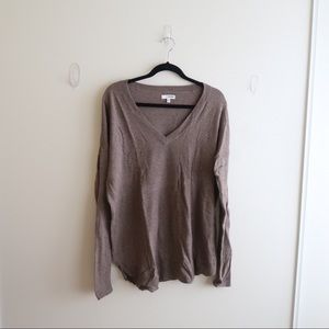 Taupe Oversized V-Neck Sweater
